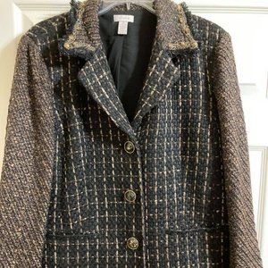Chico's  Metallic Black, Gold and Brown Blazer